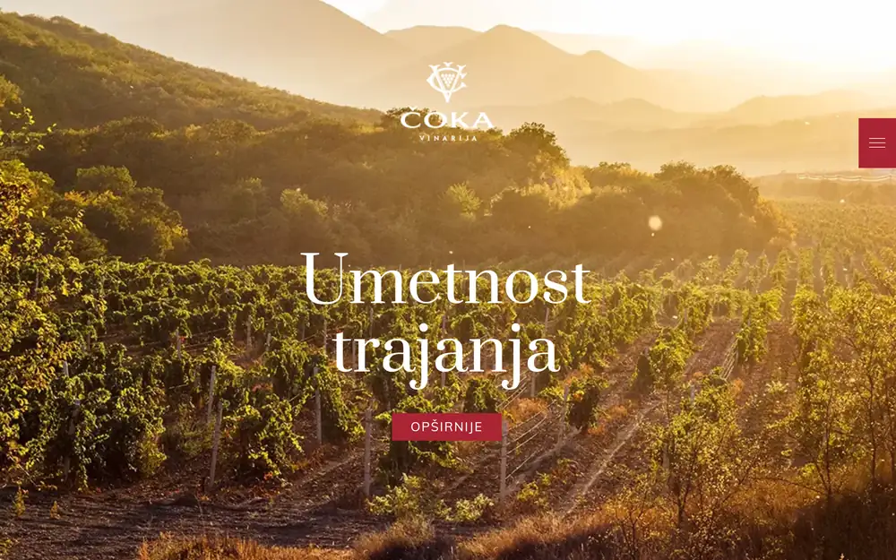 Naslovna strana sajta Vinarije Čoka